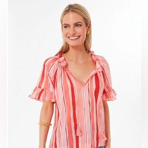 Tuckernuck beach cabana stripe blouse EUC